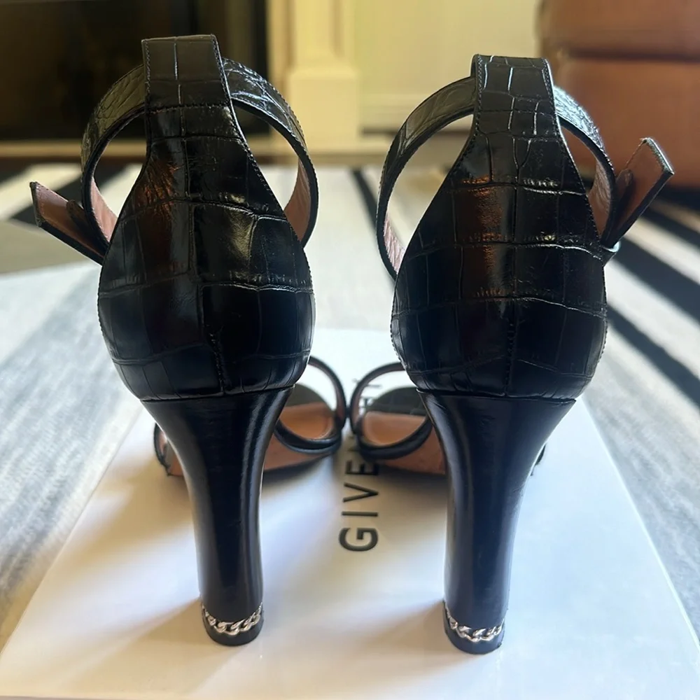 Givenchy Croc Embossed Ankle Strap 105 Chain Sandal - Picture 6 of 9